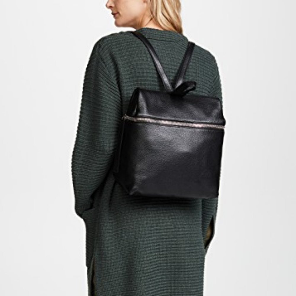 Kara Large Black Leather Backpack